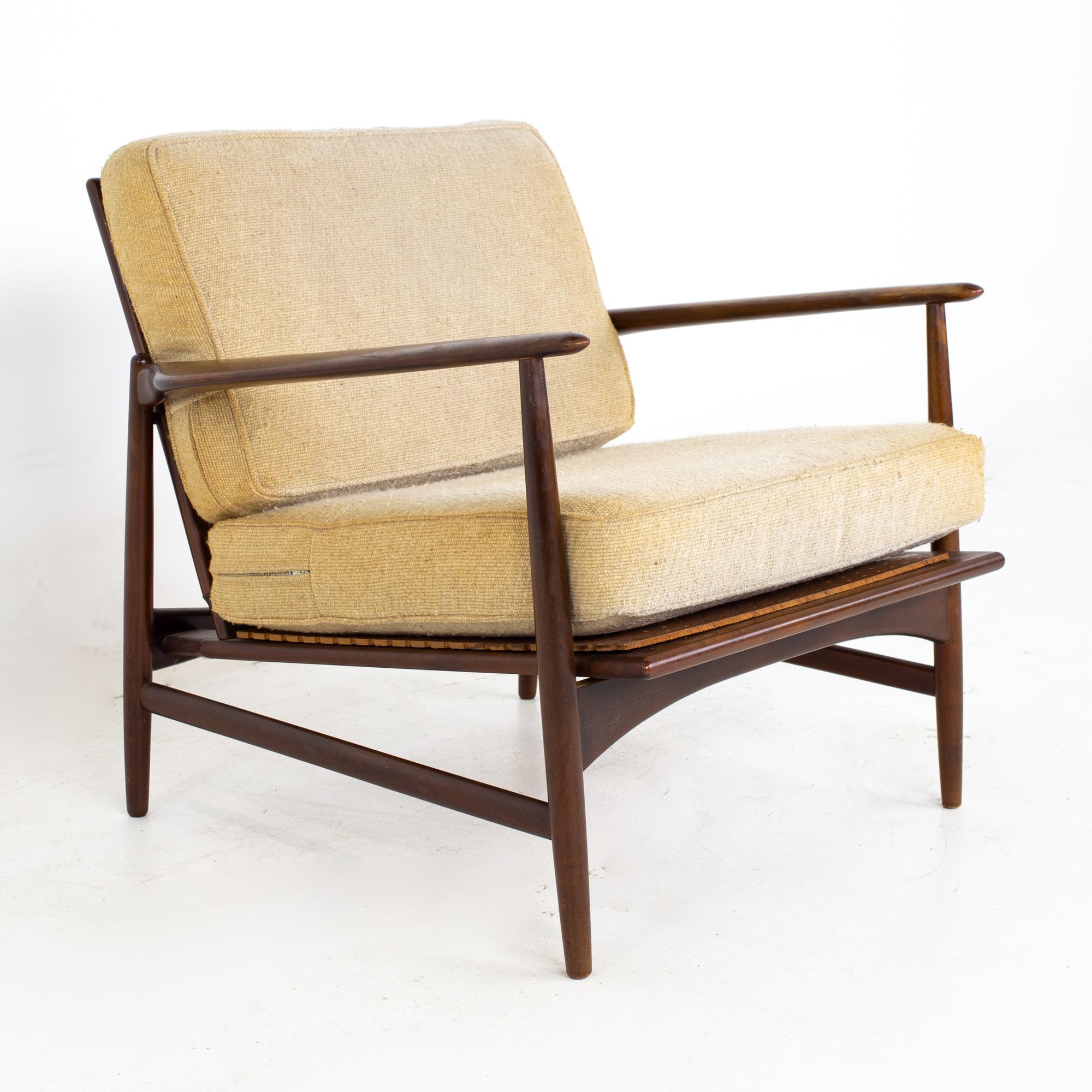 Danish Kofod Larsen for Selig Mid Century Lounge Chairs, a Pair