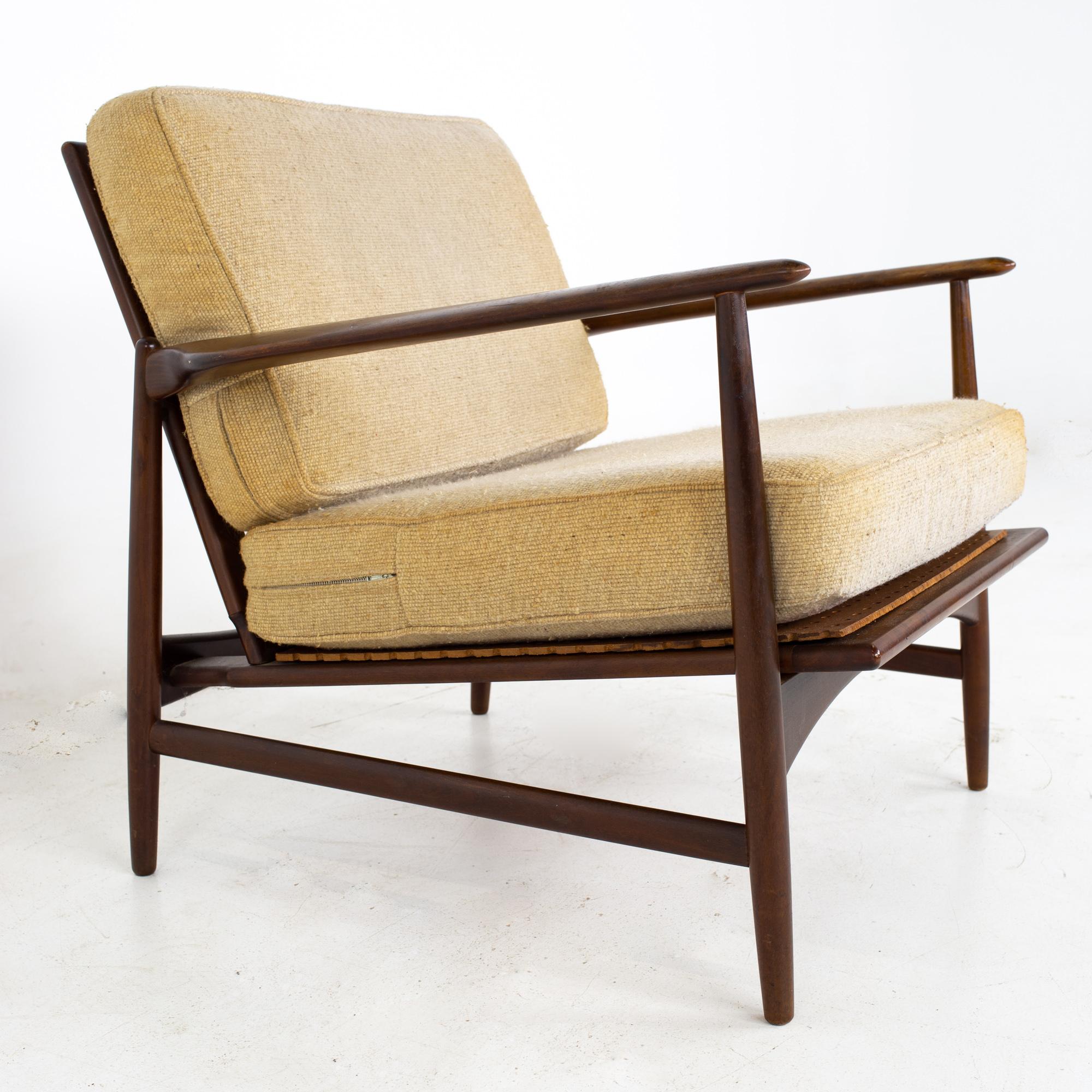 Upholstery Kofod Larsen for Selig Mid Century Lounge Chairs, a Pair
