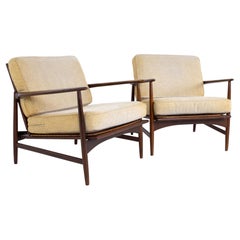Kofod Larsen for Selig Mid Century Lounge Chairs, a Pair