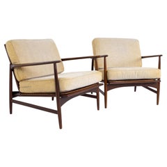 Kofod Larsen for Selig Mid Century Lounge Chairs, a Pair