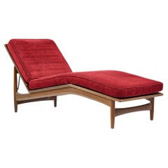 Kofod Larsen para Selig Silla Chaise Lounge de nogal de mediados de siglo