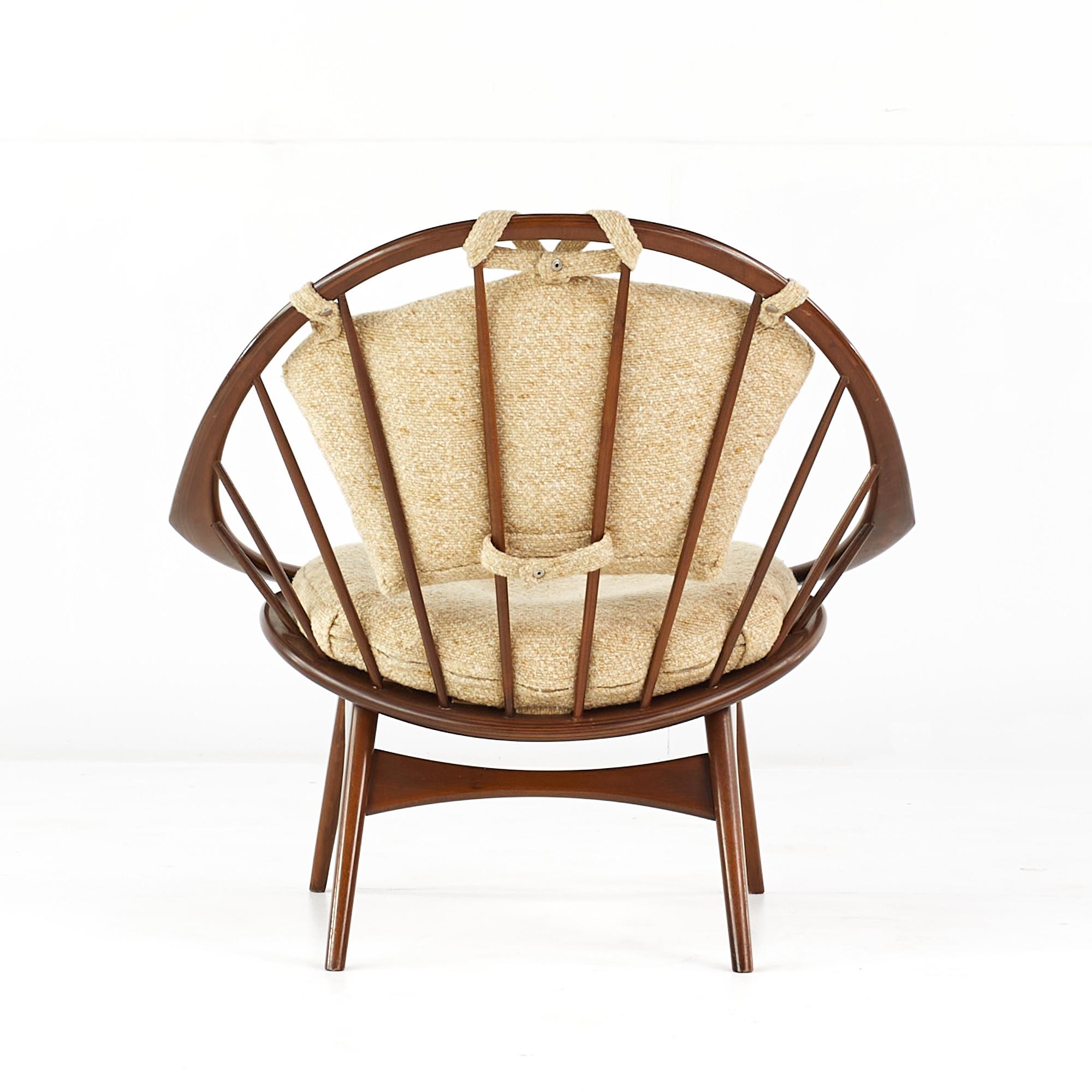 Danish Kofod Larsen for Selig Mid-Century Walnut Peacock Chair For Sale
