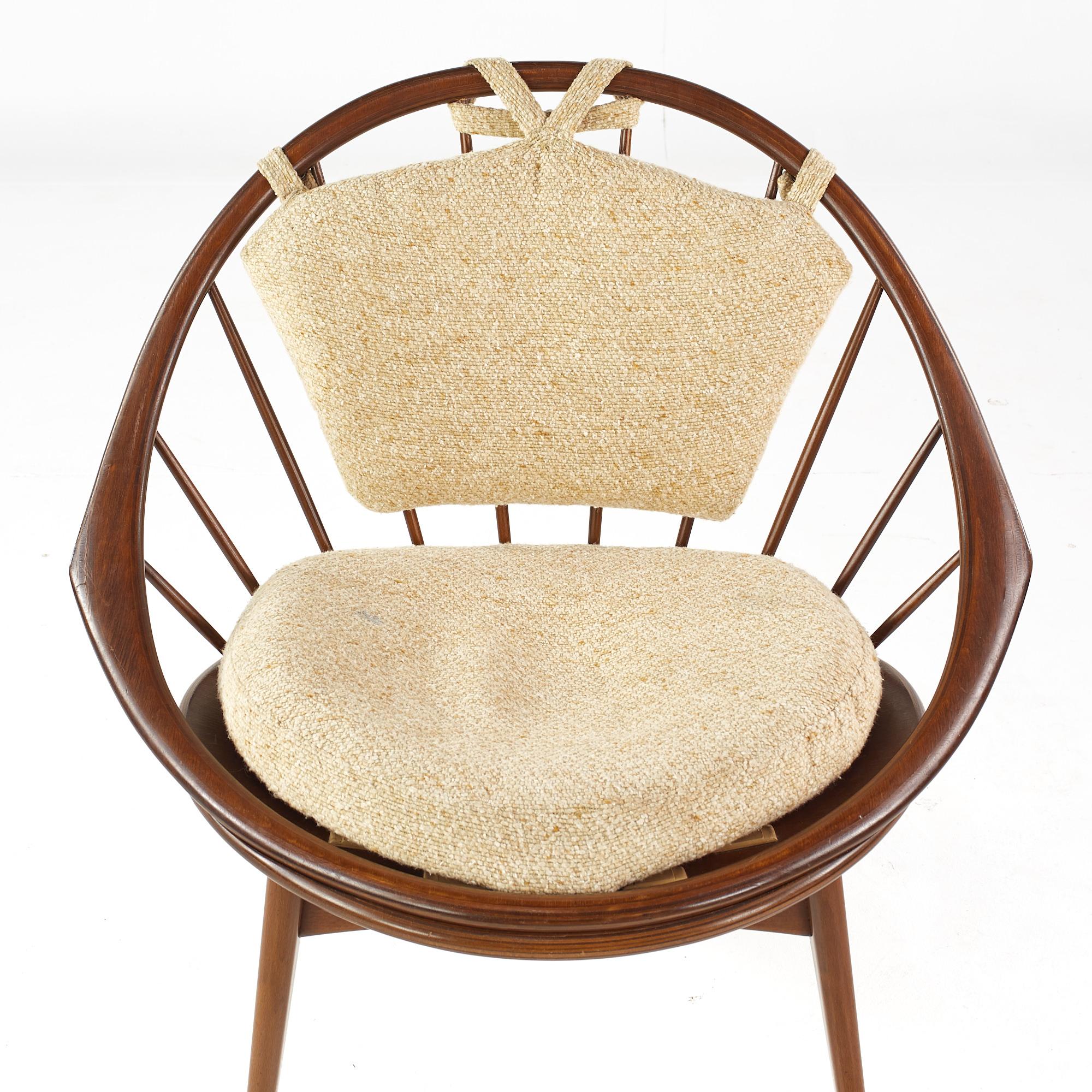 Kofod Larsen for Selig Mid-Century Walnut Peacock Chair For Sale 1