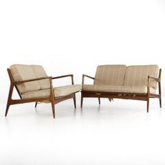 Kofod Larsen for Selig Mid-Century Walnut Settee, Pair