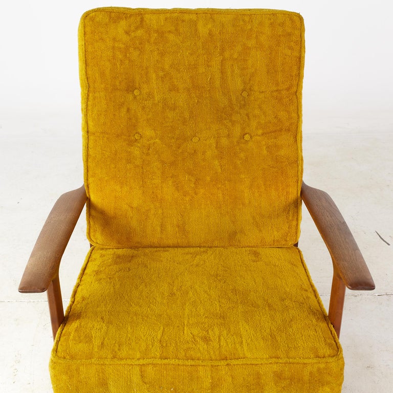 Kofod Larsen for Selig Mid Century Walnut Sleigh Leg High Back Lounge Chair For Sale 2