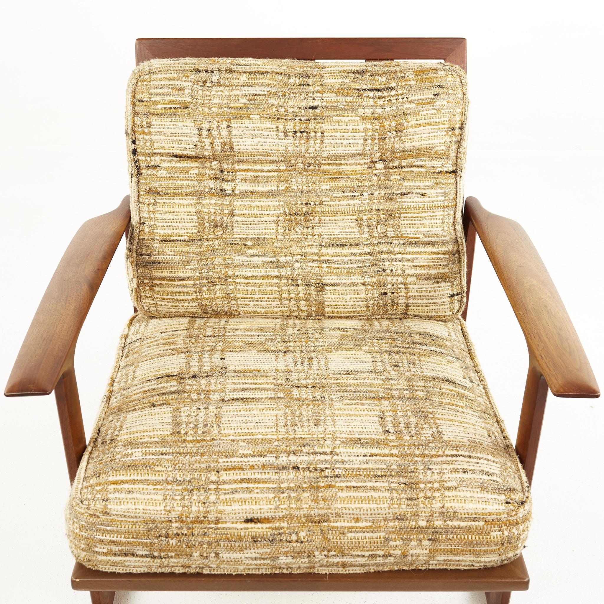 Kofod Larsen for Selig Mid Century Teak Sleigh Leg Lounge Chairs - A Pair 3