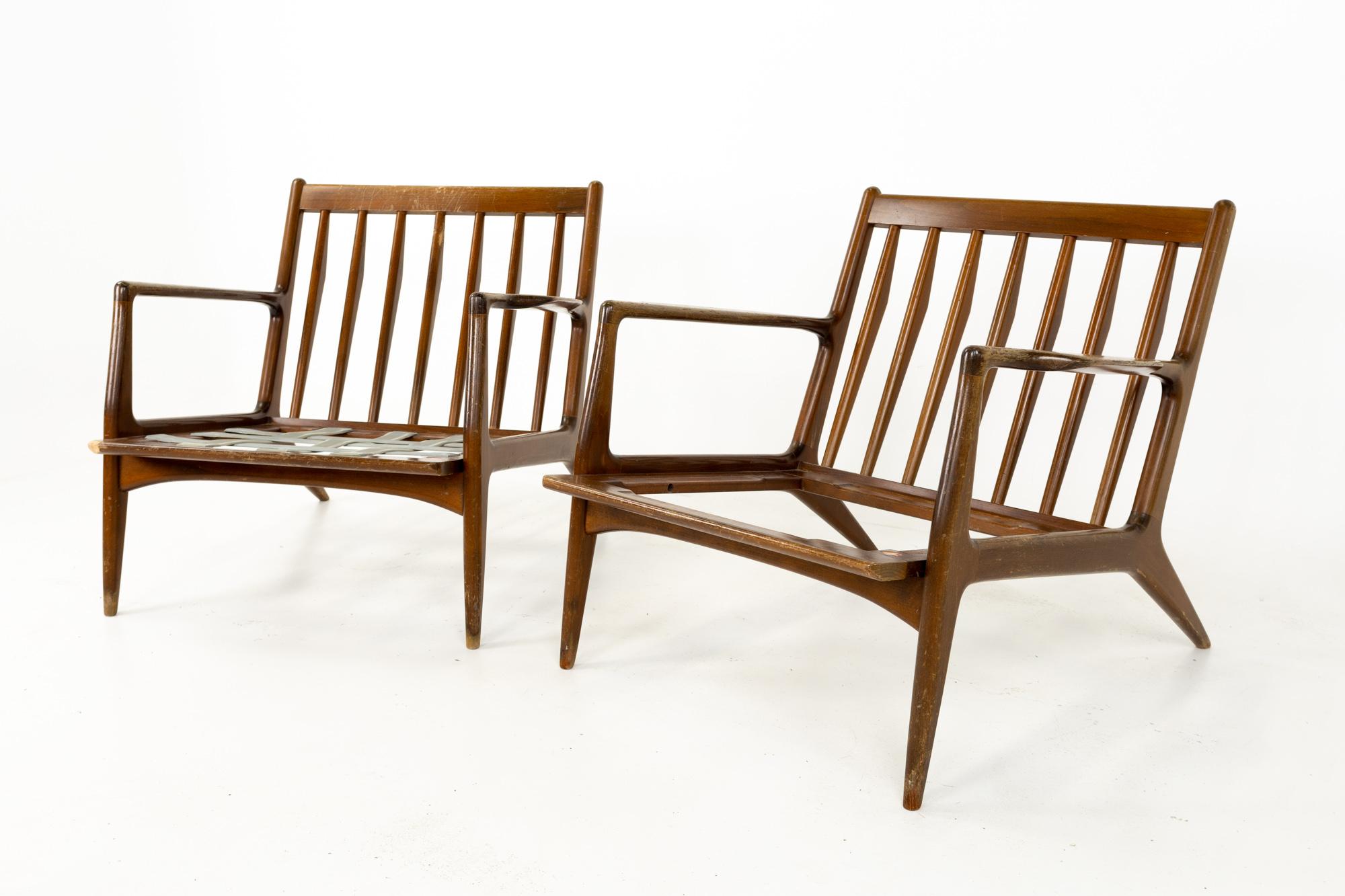 Mid-Century Modern Kofod Larsen for Selig Mid Century Danish Lounge Chairs, Pair