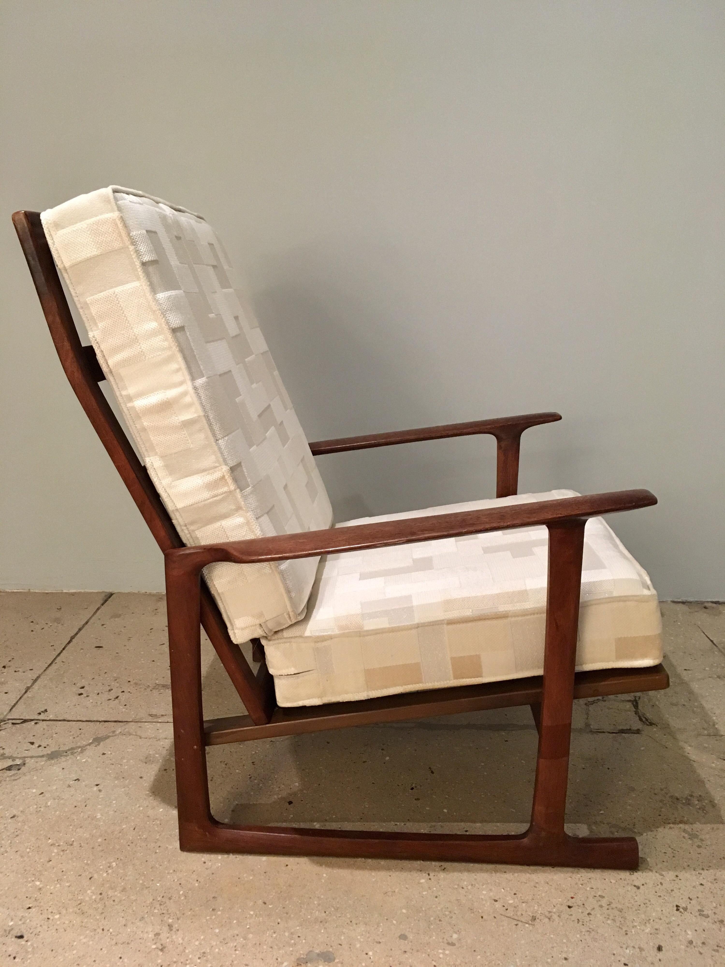 Velvet Kofod Larsen High Back Lounge Chair Danish, 1960s For Sale