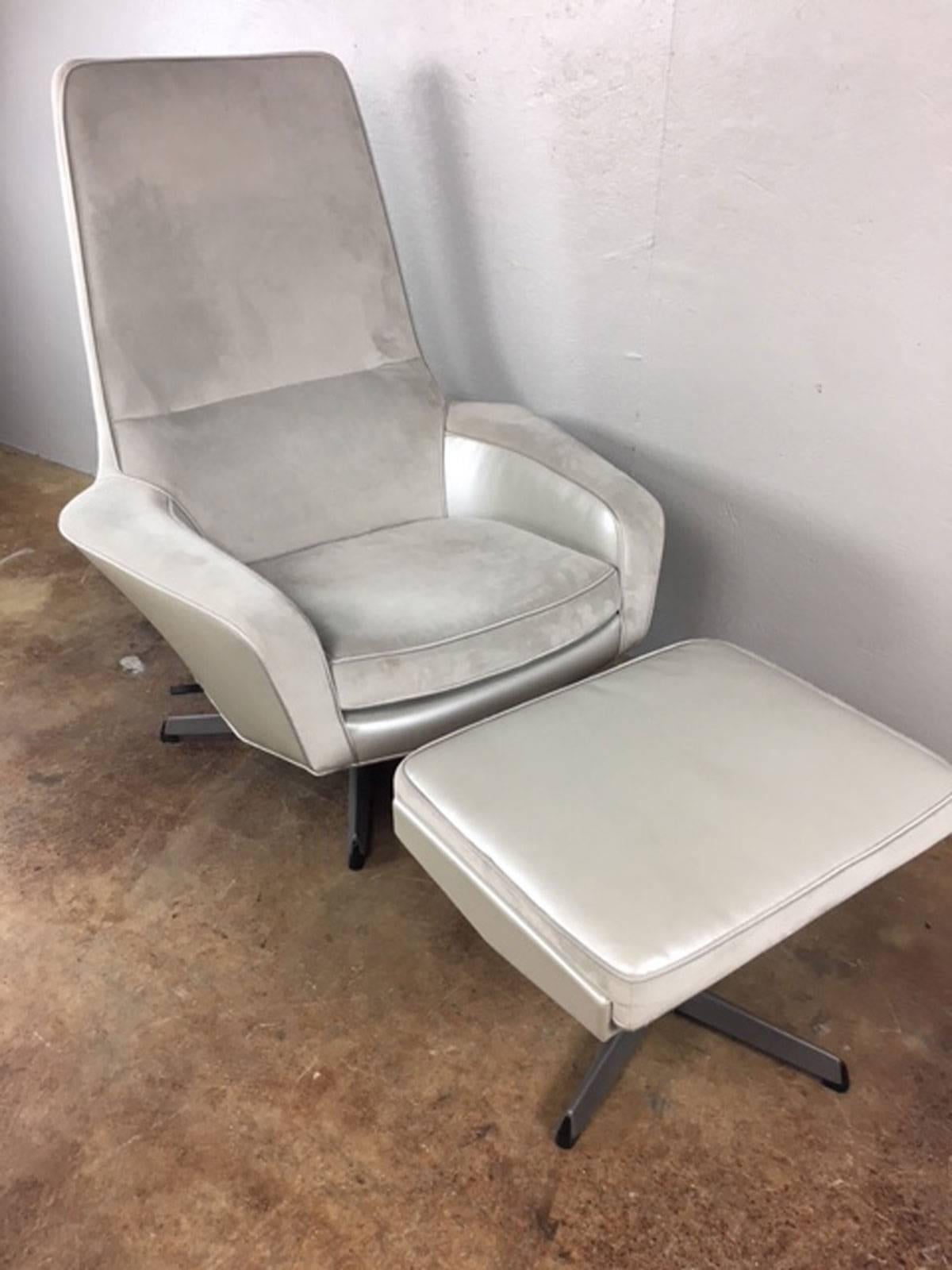 Kofod Larsen High Back Lounge Chair and Ottoman For Sale 2