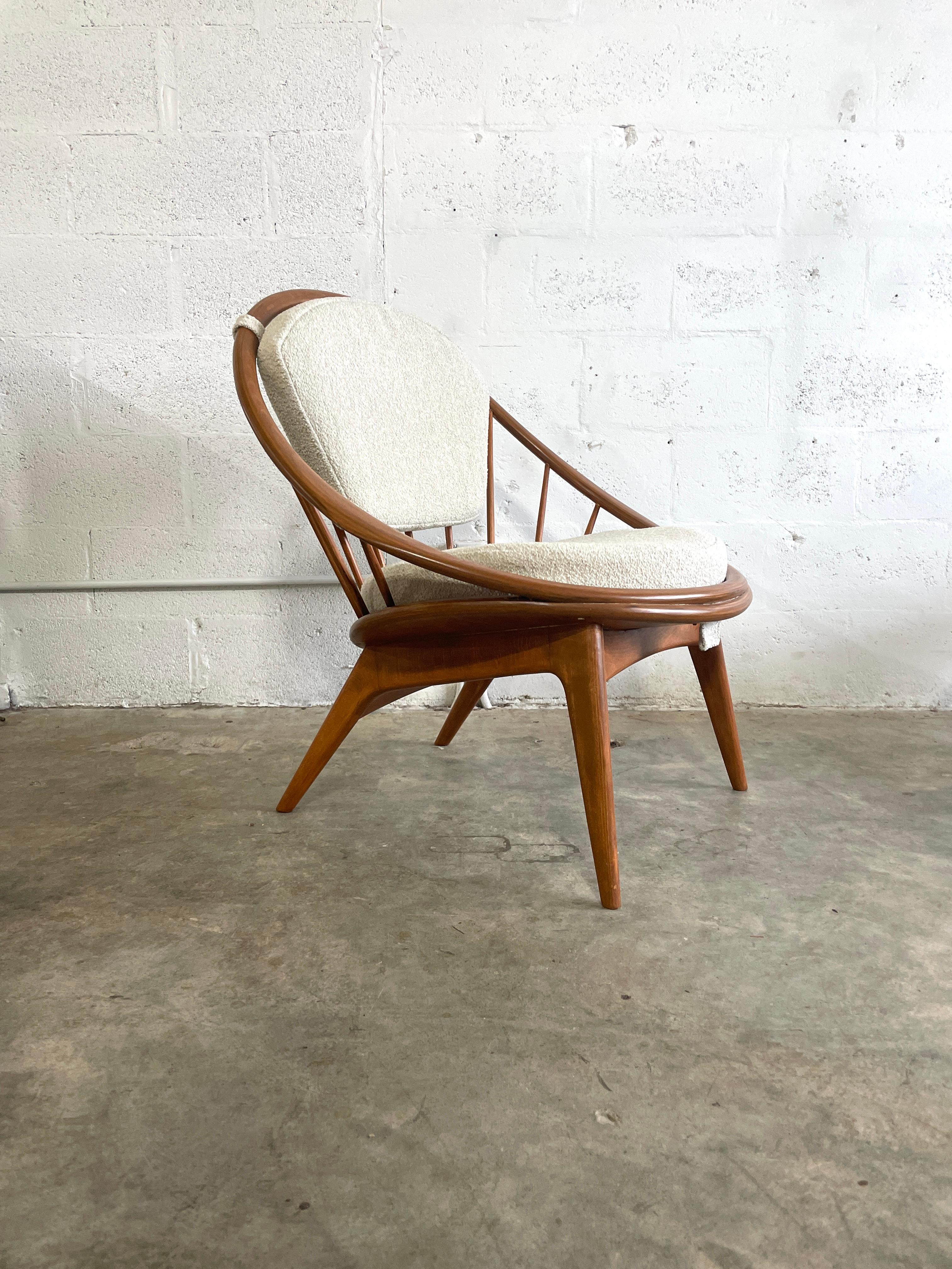 Kofod Larsen “Hoop” Lounge Chair Mid Century Danish Modern In Good Condition In Fort Lauderdale, FL