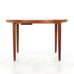 SOLD 07/31/23 Kofod Larsen MCM Danish Teak Expanding Dining Table with 3 Leaves