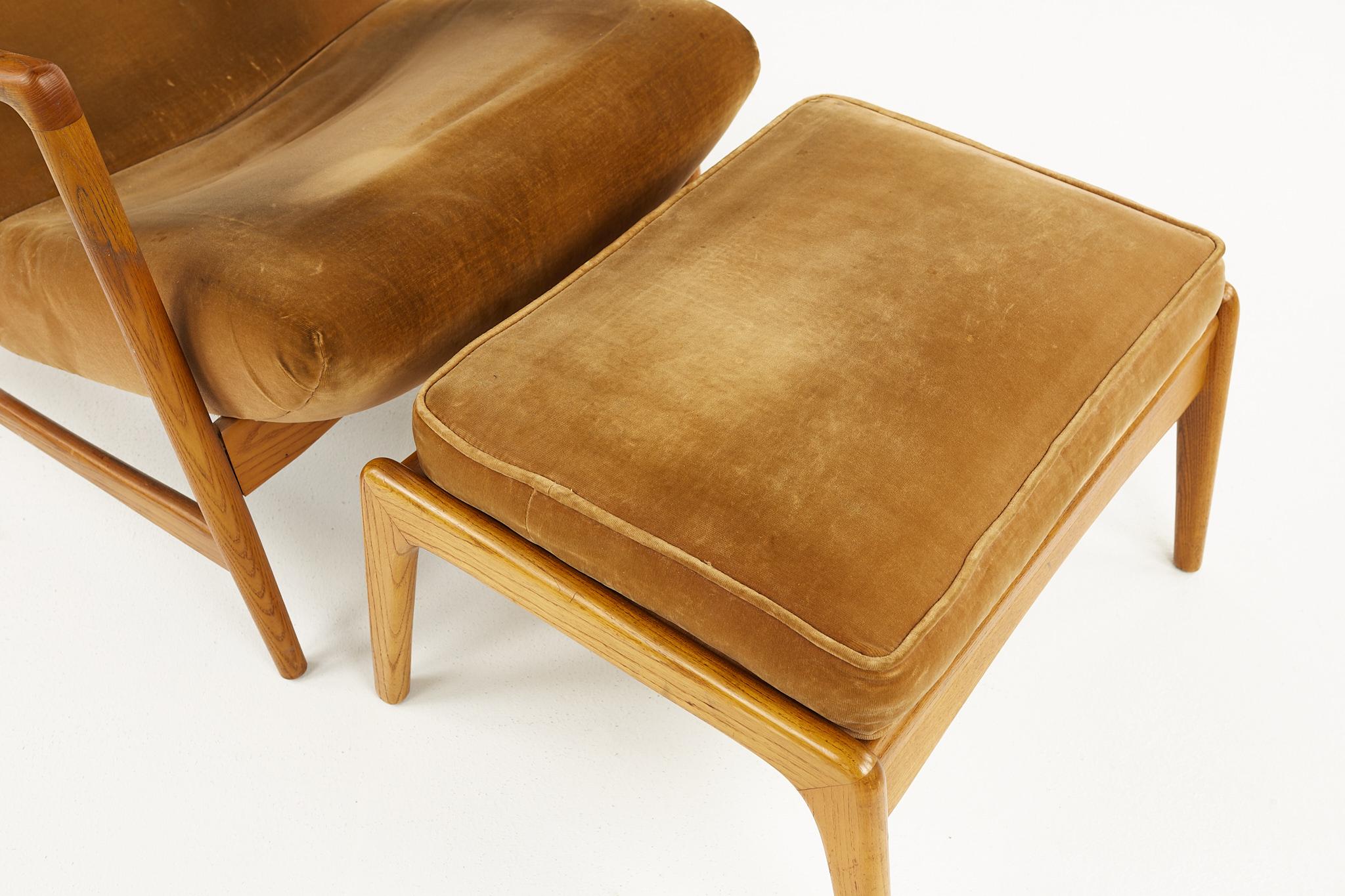 Kofod Larsen Mid Century Highback Lounge Chair and Ottoman 8