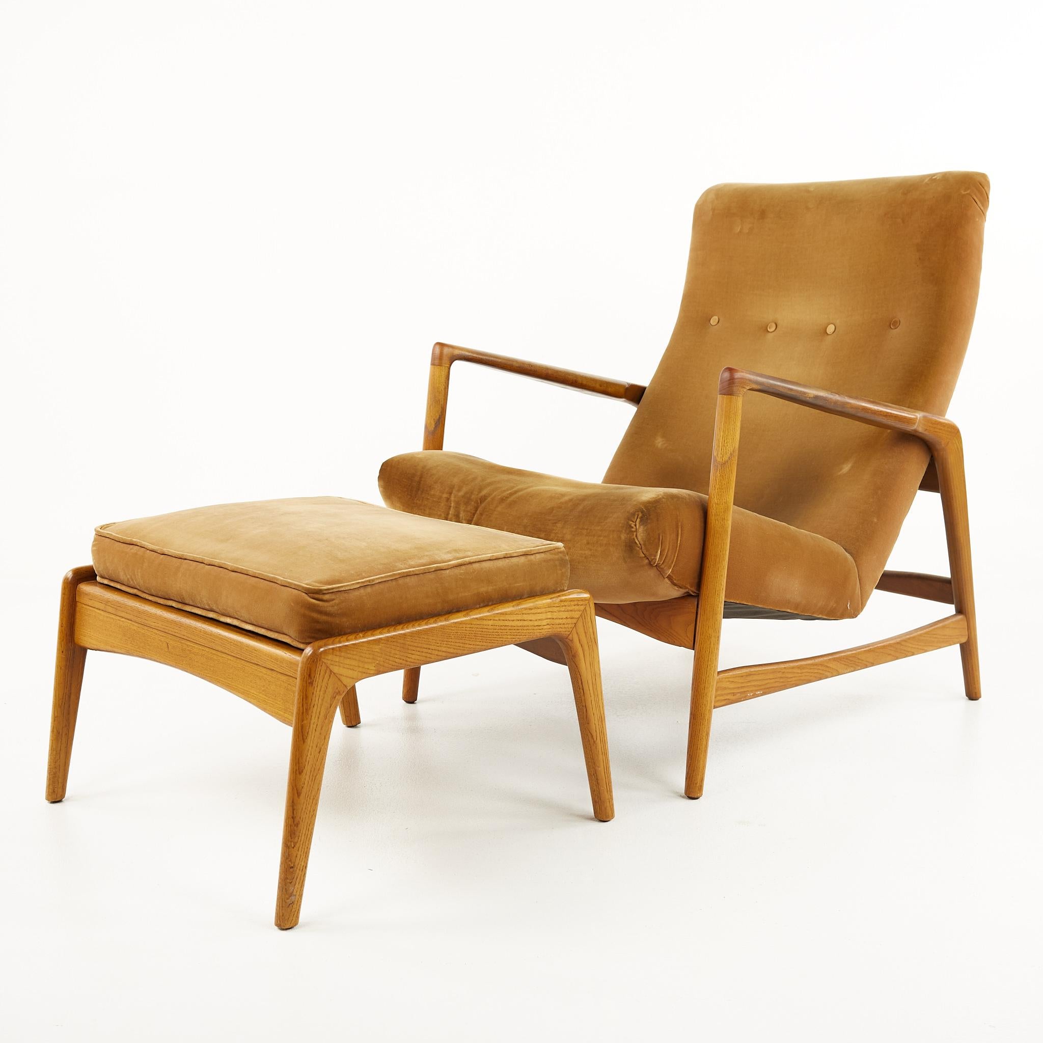 Mid-Century Modern Kofod Larsen Mid Century Highback Lounge Chair and Ottoman