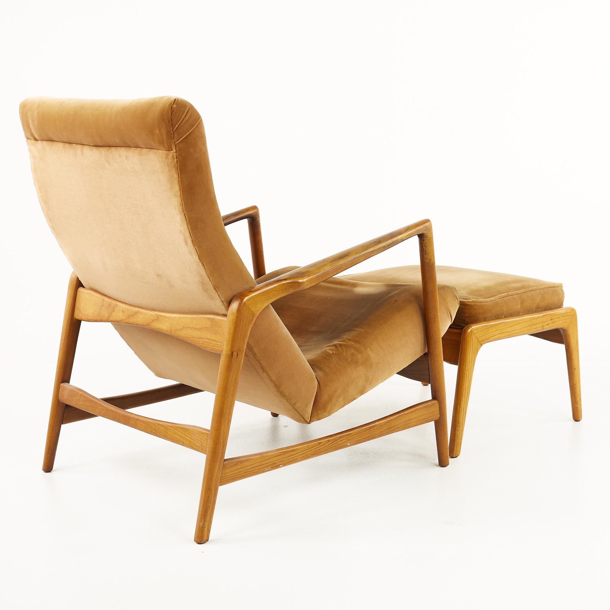 Danish Kofod Larsen Mid Century Highback Lounge Chair and Ottoman