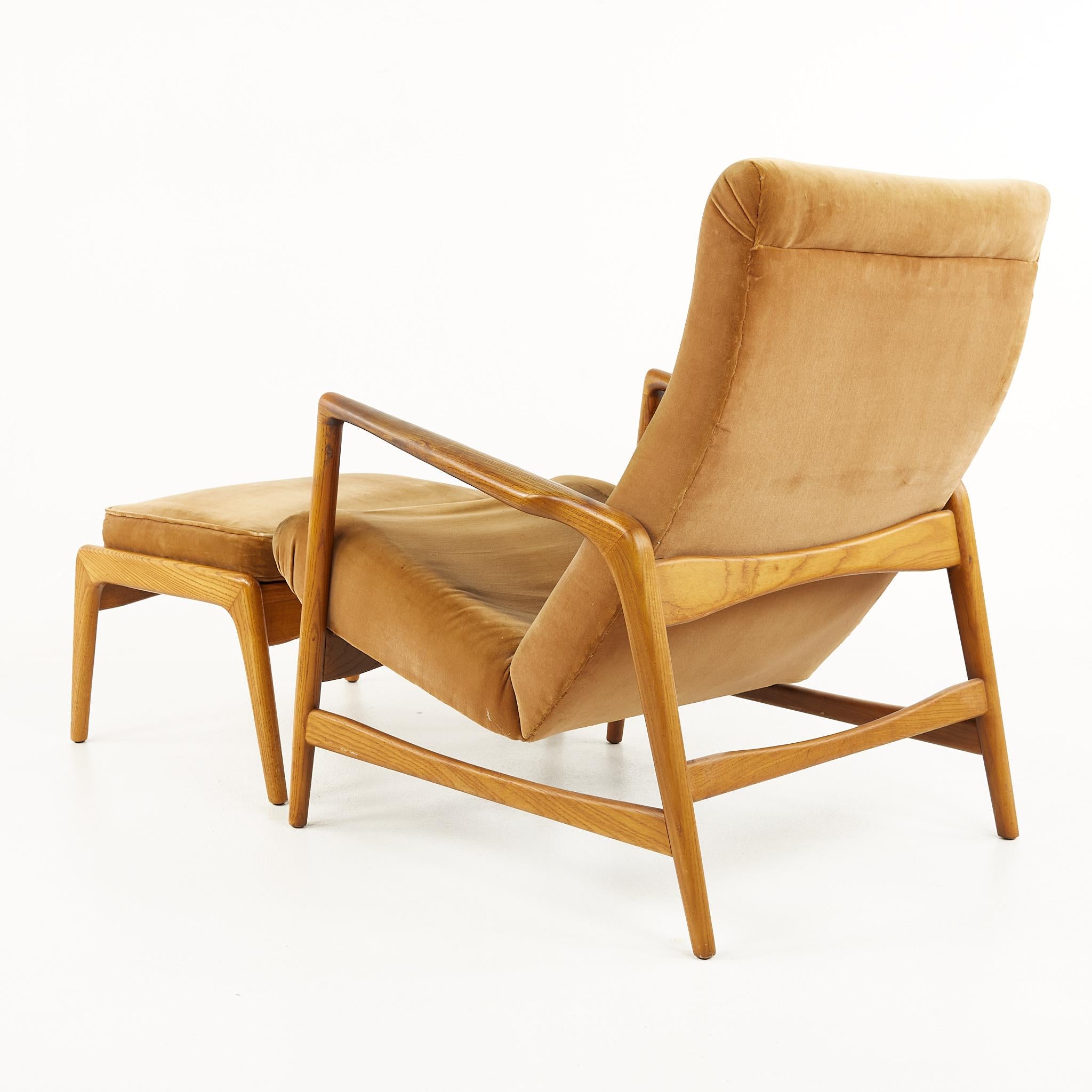 Late 20th Century Kofod Larsen Mid Century Highback Lounge Chair and Ottoman