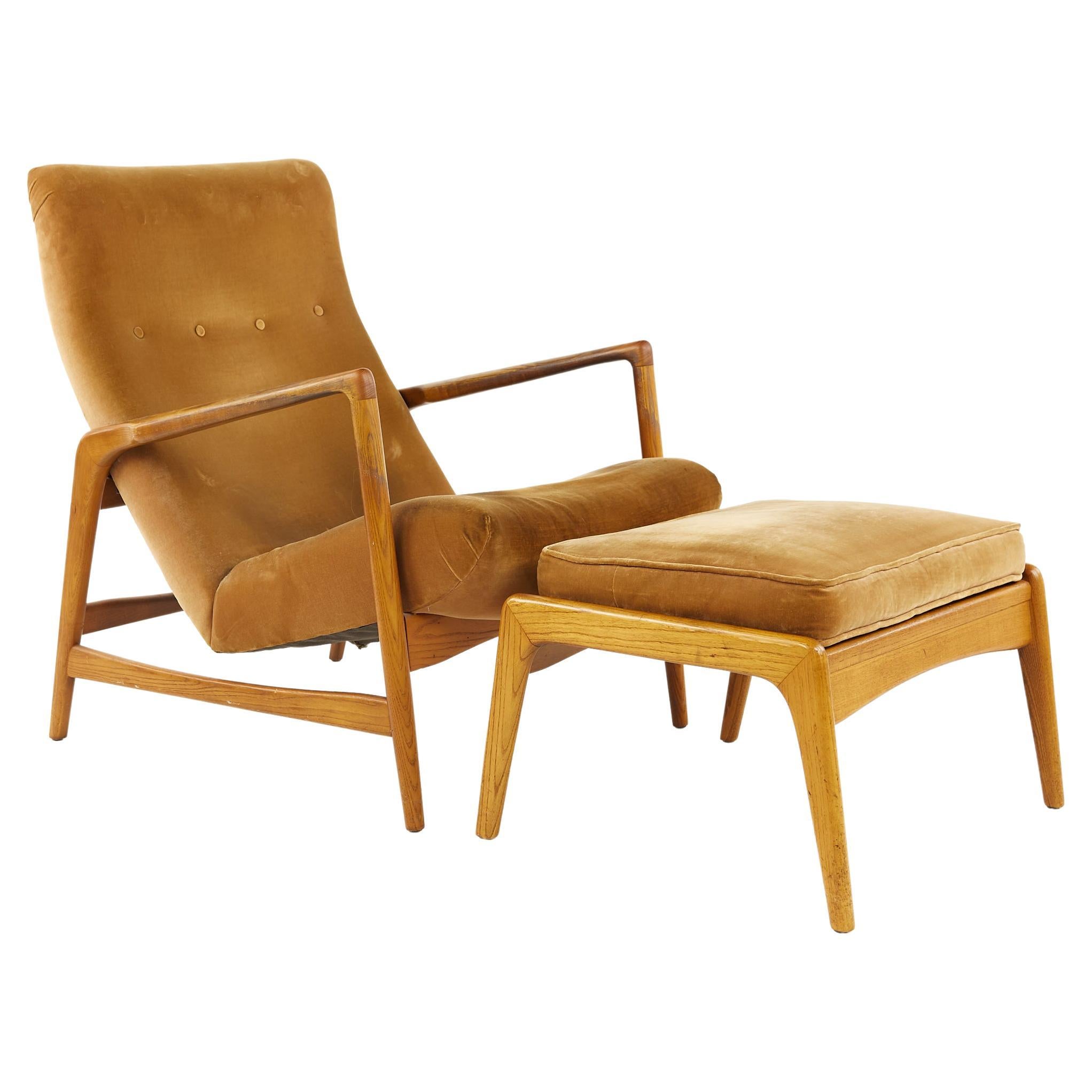 Kofod Larsen Mid Century Highback Lounge Chair and Ottoman