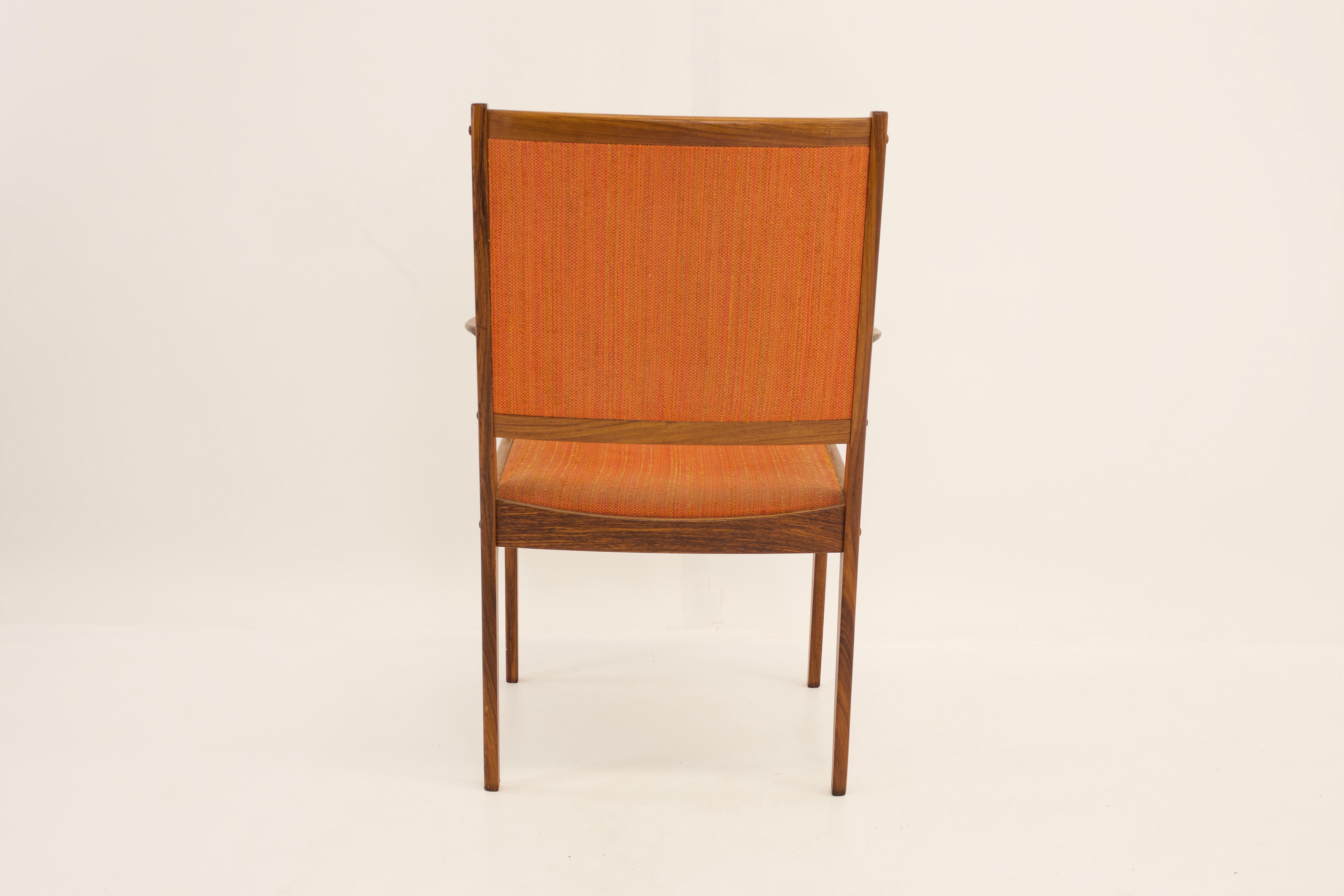 Kofod Larsen Mid Century Rosewood Highback Dining Chairs, Set of 6 For Sale 6