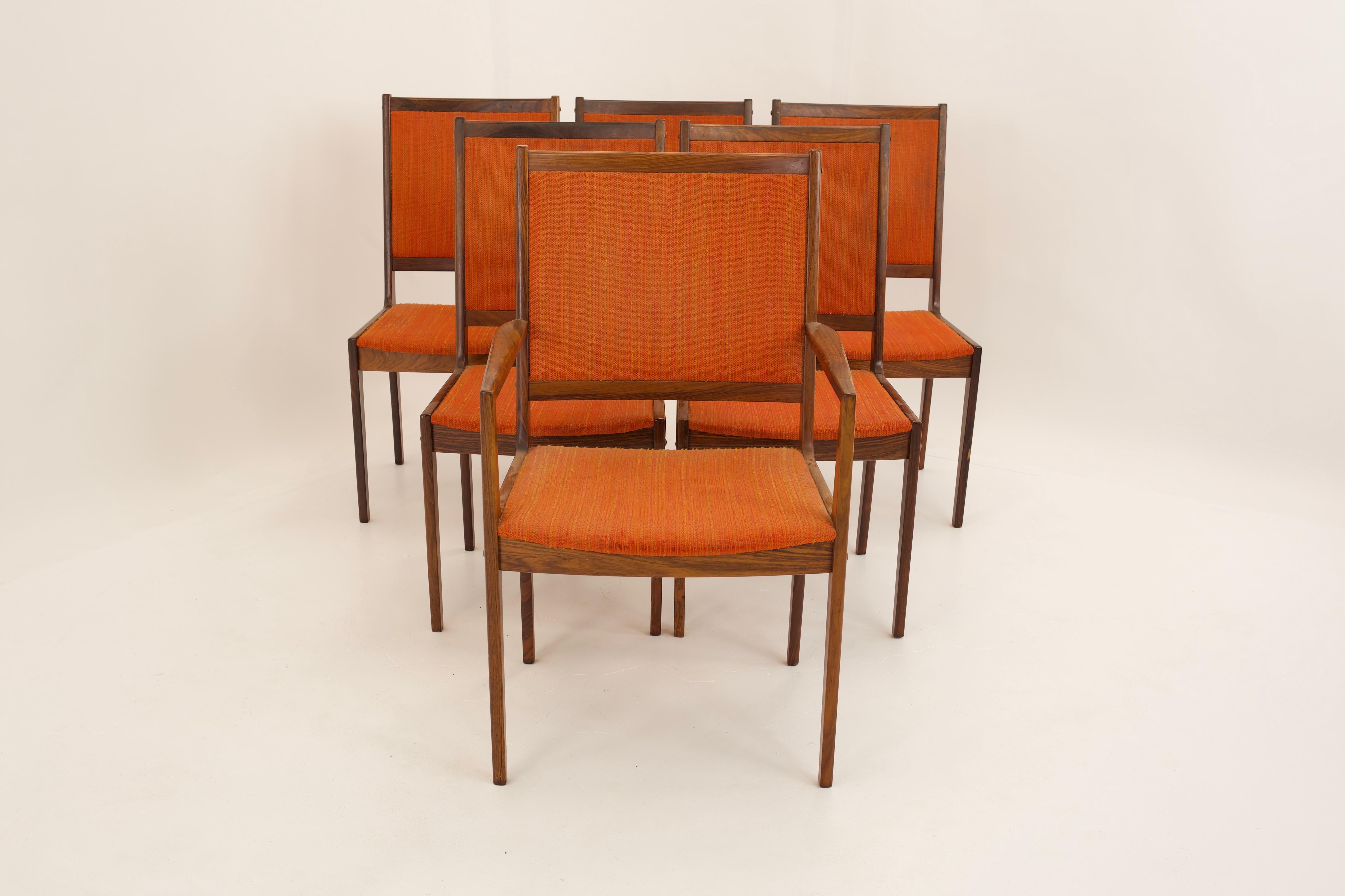 Kofod Larsen Mid Century rosewood highback dining chairs - set of 6
Each chair measures 23 wide x 22 deep x 37 high with a seat height of 17 inches
This price includes getting this piece in what we call restored vintage condition. That means the