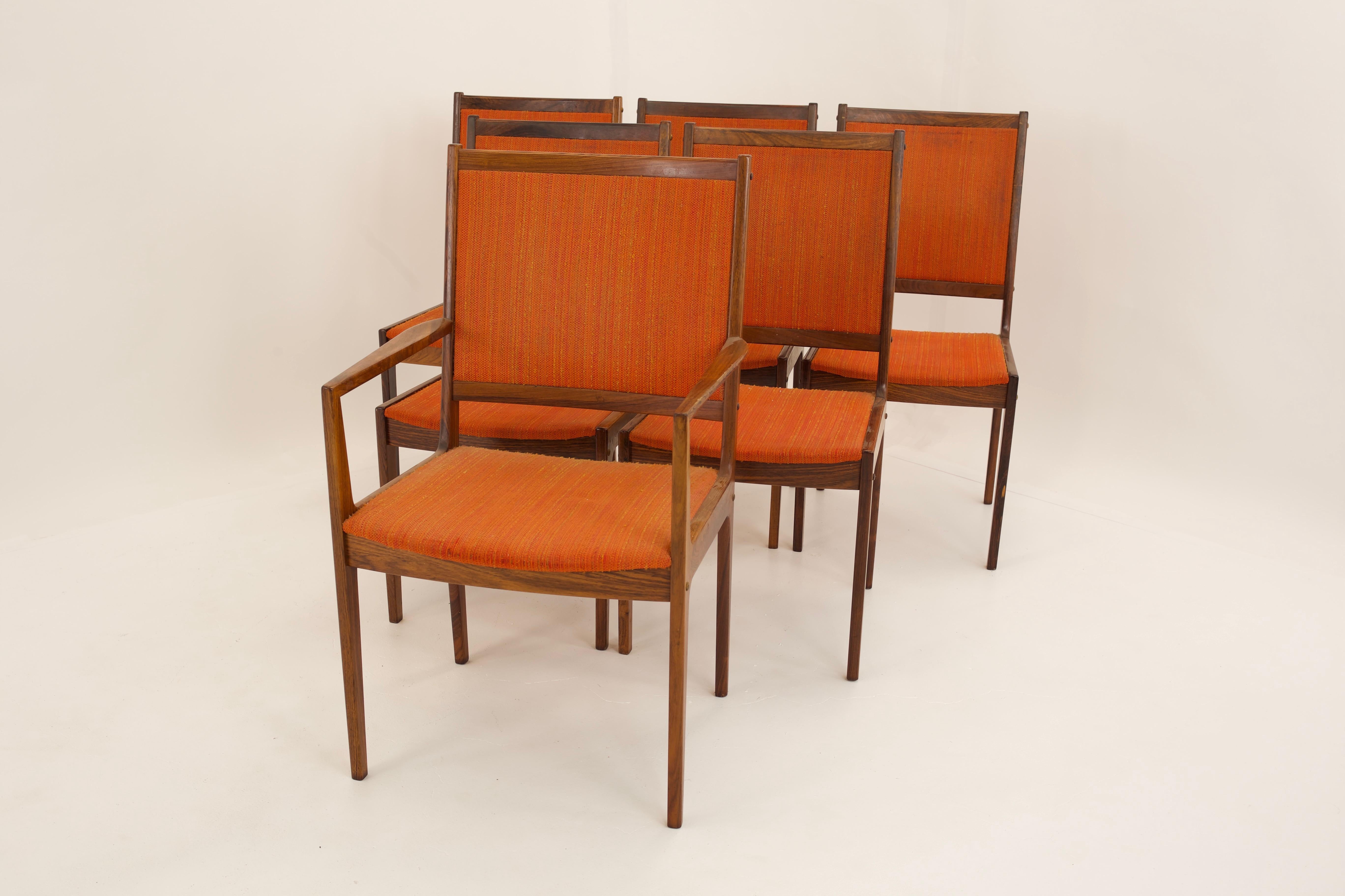 Mid-Century Modern Kofod Larsen Mid Century Rosewood Highback Dining Chairs, Set of 6 For Sale