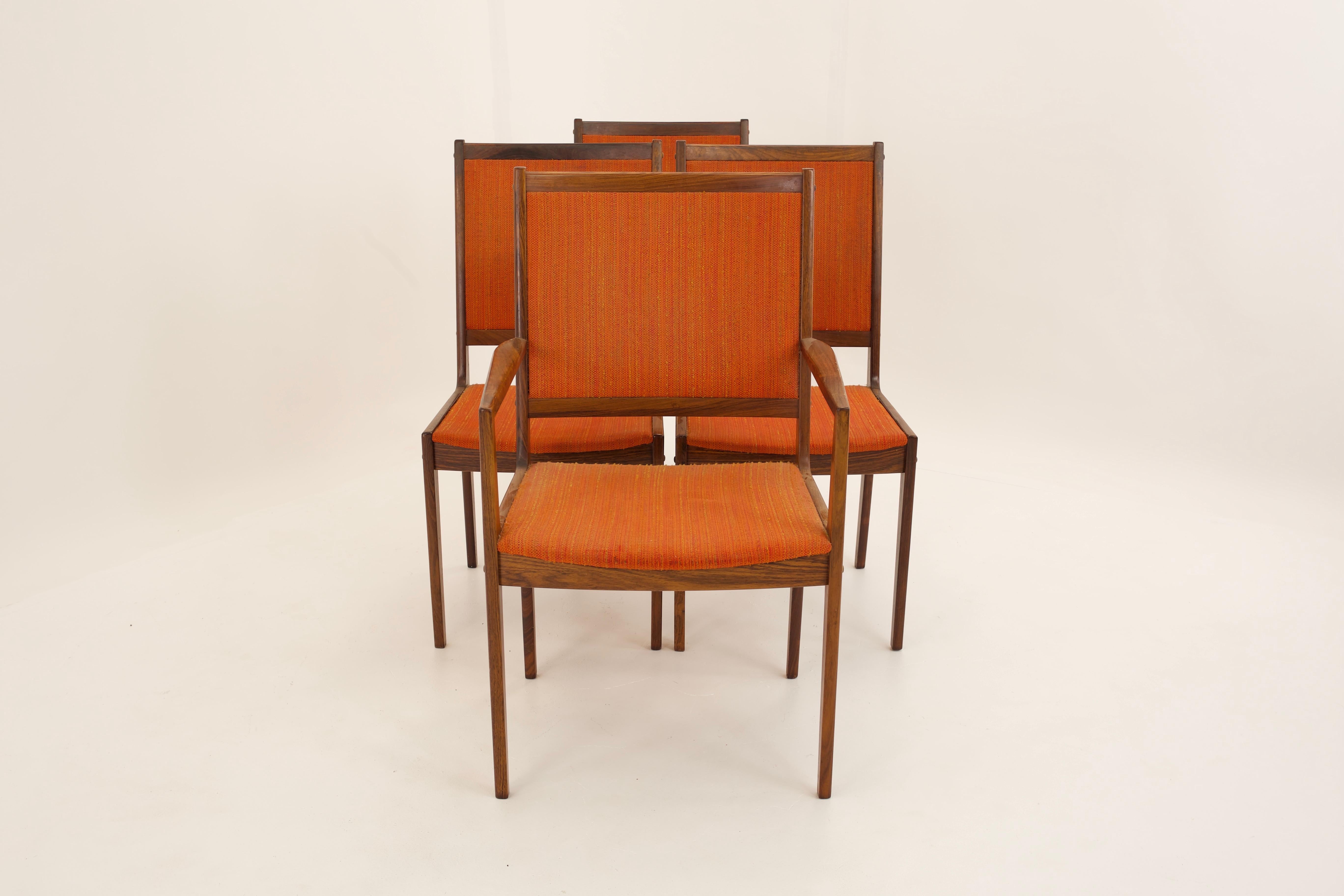 American Kofod Larsen Mid Century Rosewood Highback Dining Chairs, Set of 6 For Sale
