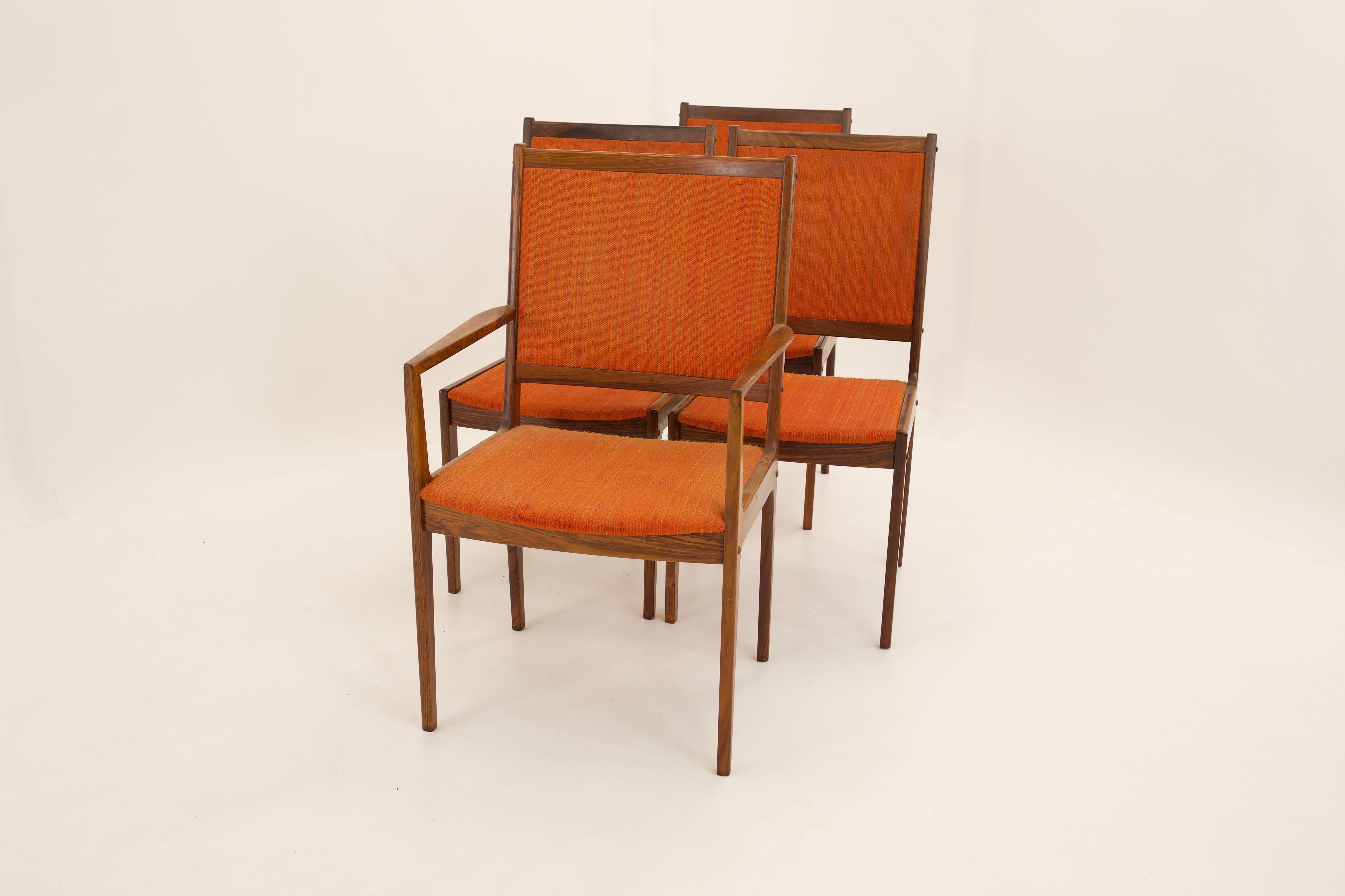 Late 20th Century Kofod Larsen Mid Century Rosewood Highback Dining Chairs, Set of 6 For Sale