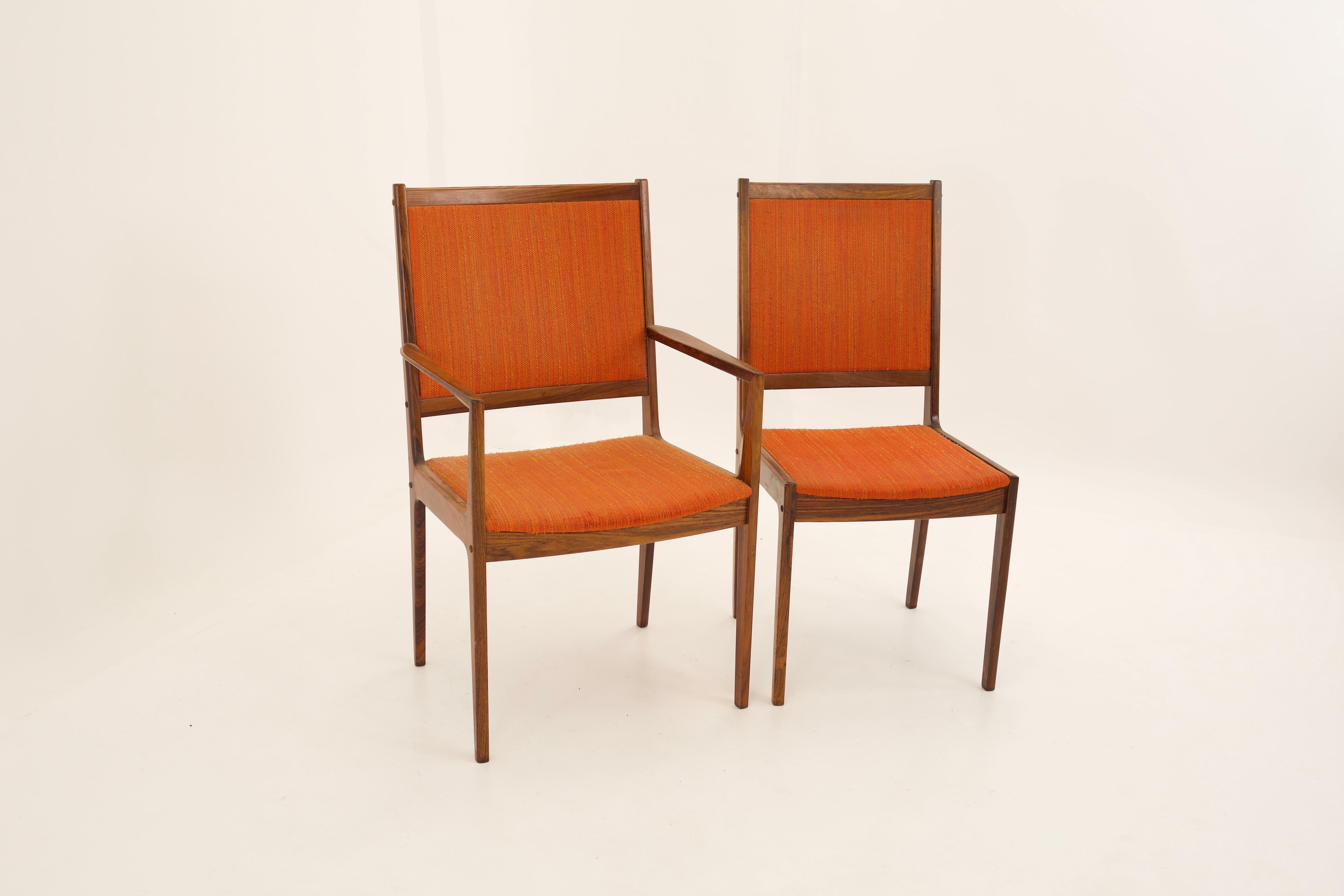 Kofod Larsen Mid Century Rosewood Highback Dining Chairs, Set of 6 For Sale 1