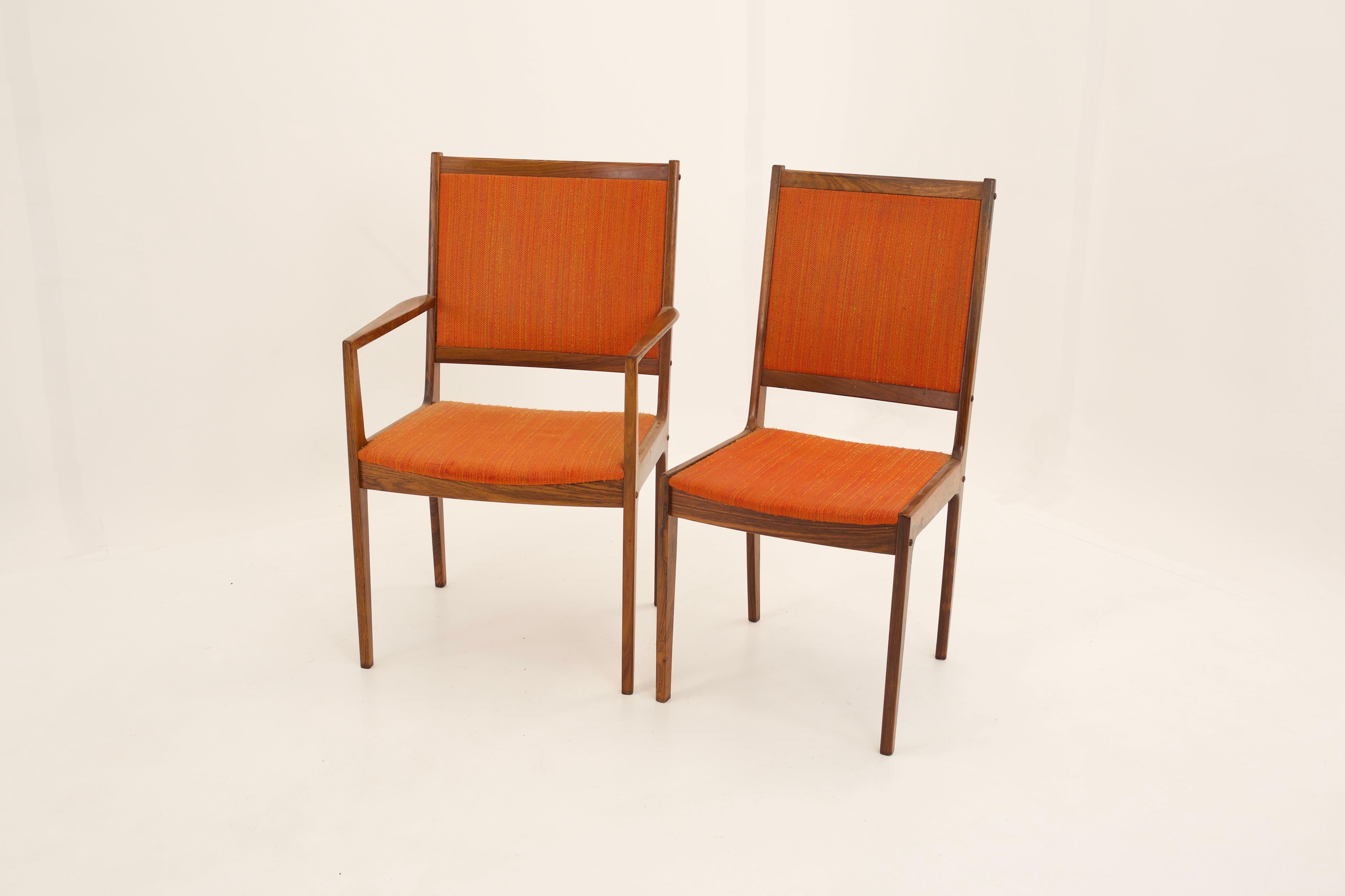 Kofod Larsen Mid Century Rosewood Highback Dining Chairs, Set of 6 For Sale 2