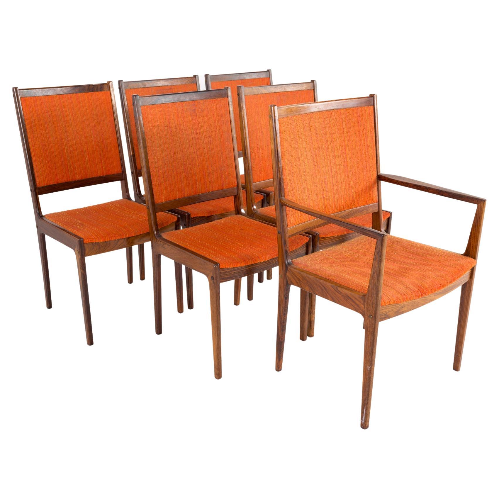 Kofod Larsen Mid-Century Rosewood Highback Dining Chairs, Set of 6 For Sale