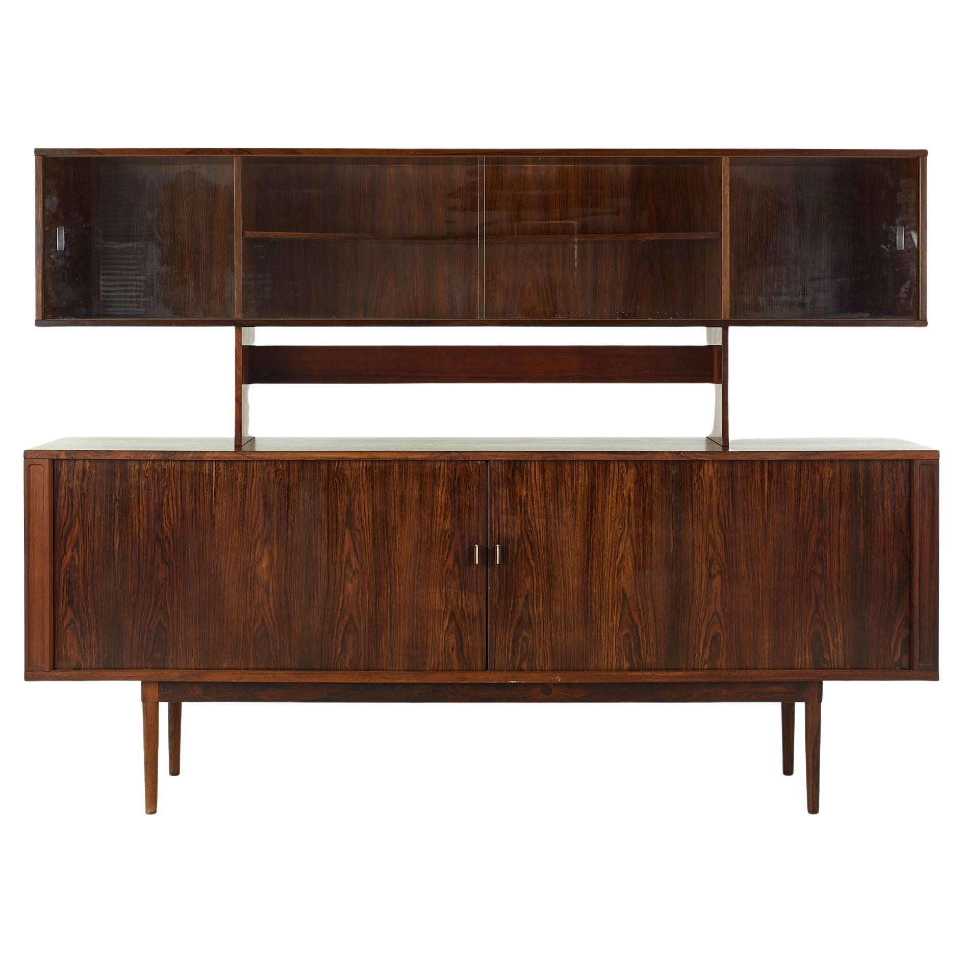 Christian Linneberg Teak Buffet and Hutch with Three Hutch Lamps at