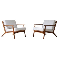 Kofod Larsen, Pair of Teak Armchairs Mod. 598 with Upholstered Fabric Seat