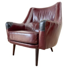 Fauteuil en palissandre et cuir de Kofod Larsen pour Harald Gjernøe