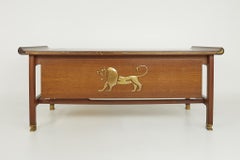 Kofod Larsen Selig Megiddo Queen Sheba African Wenge Wood Brass Exec Desk