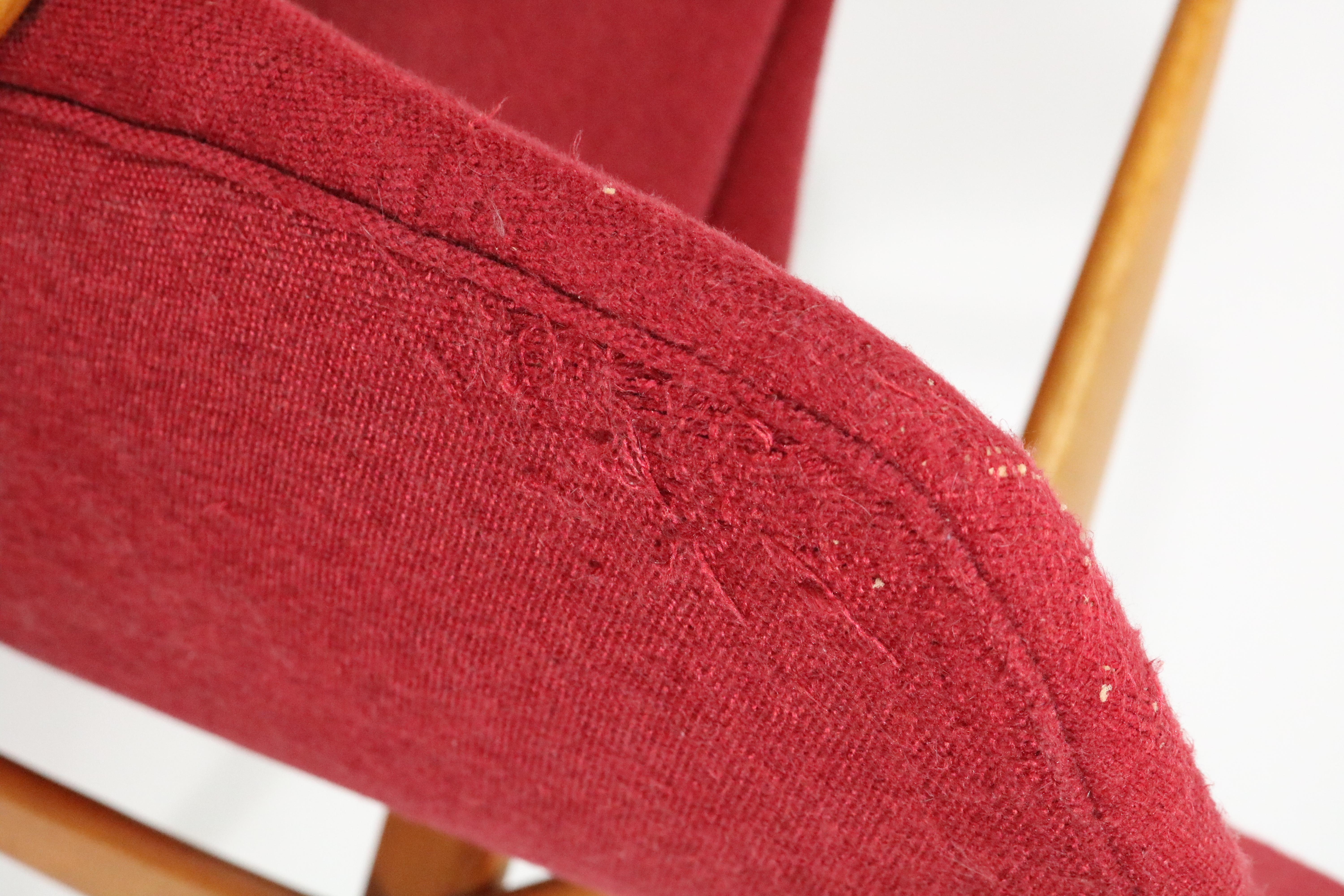 Upholstery Kofod-Larsen Style Shield of California Lounge Chair in Honey Walnut
