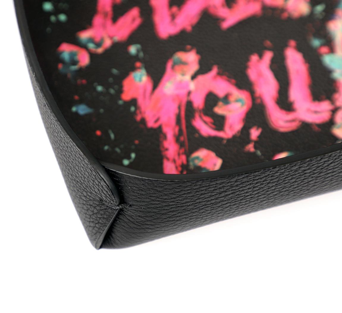 'I Love You' Art Leather Tray - Black Interior Print by Koh Sang Woo