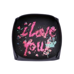 Plateau en cuir 'I Love You' Art