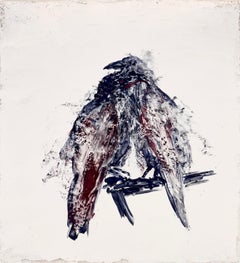 Cuervos y grajos II: Pintura figurativa sobre tabla con gesso, 2026