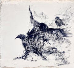 Ravens & Crows III: Gesso on Panel, Figurative Painting, 2026