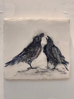 Ravens & Crows V: Gesso on Panel, Figurative Painting, 2026