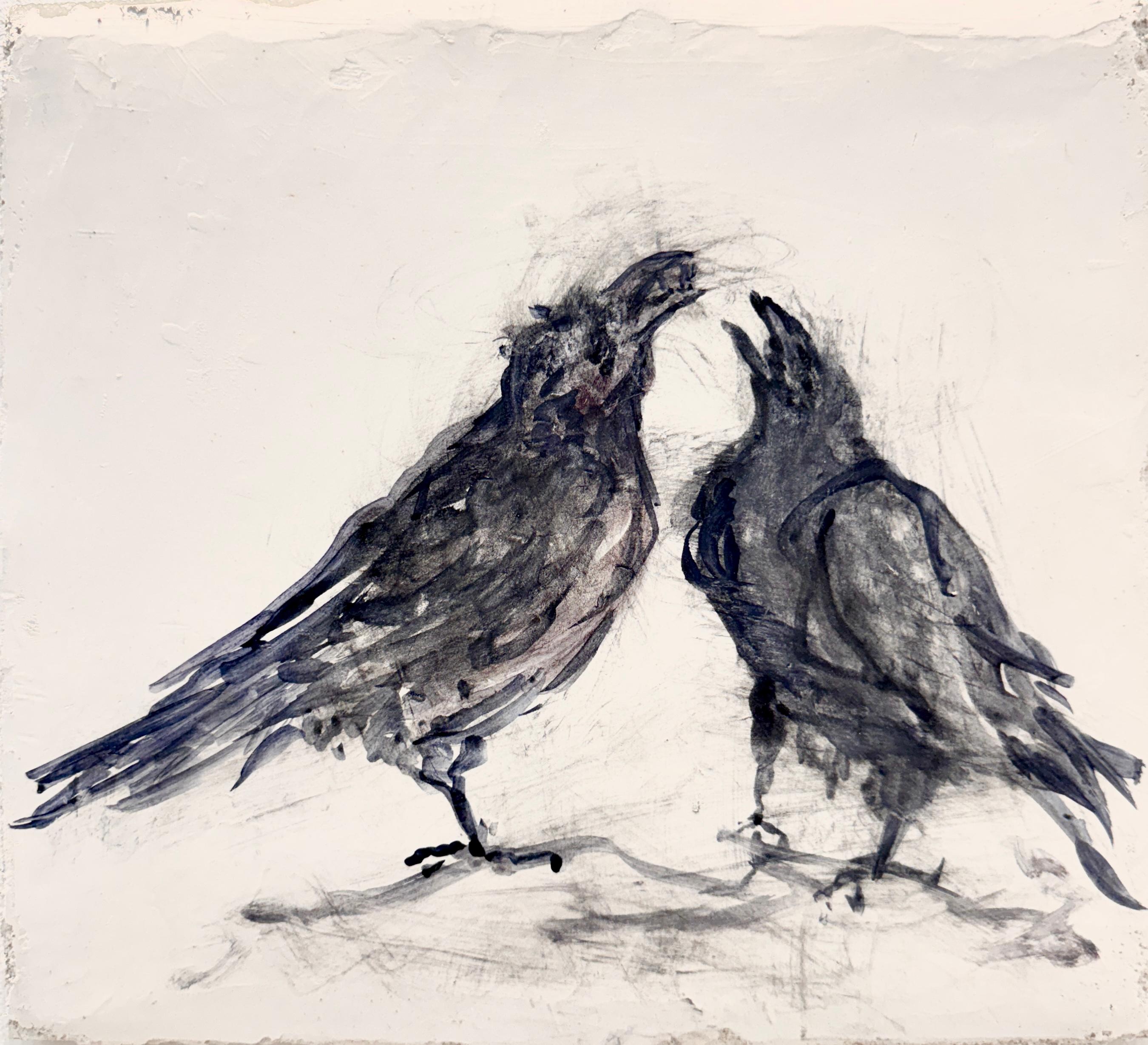 Figurative Painting Kohlene Hendrickson - Ravens & Crows V : gesso sur panneau, peinture figurative, 2026