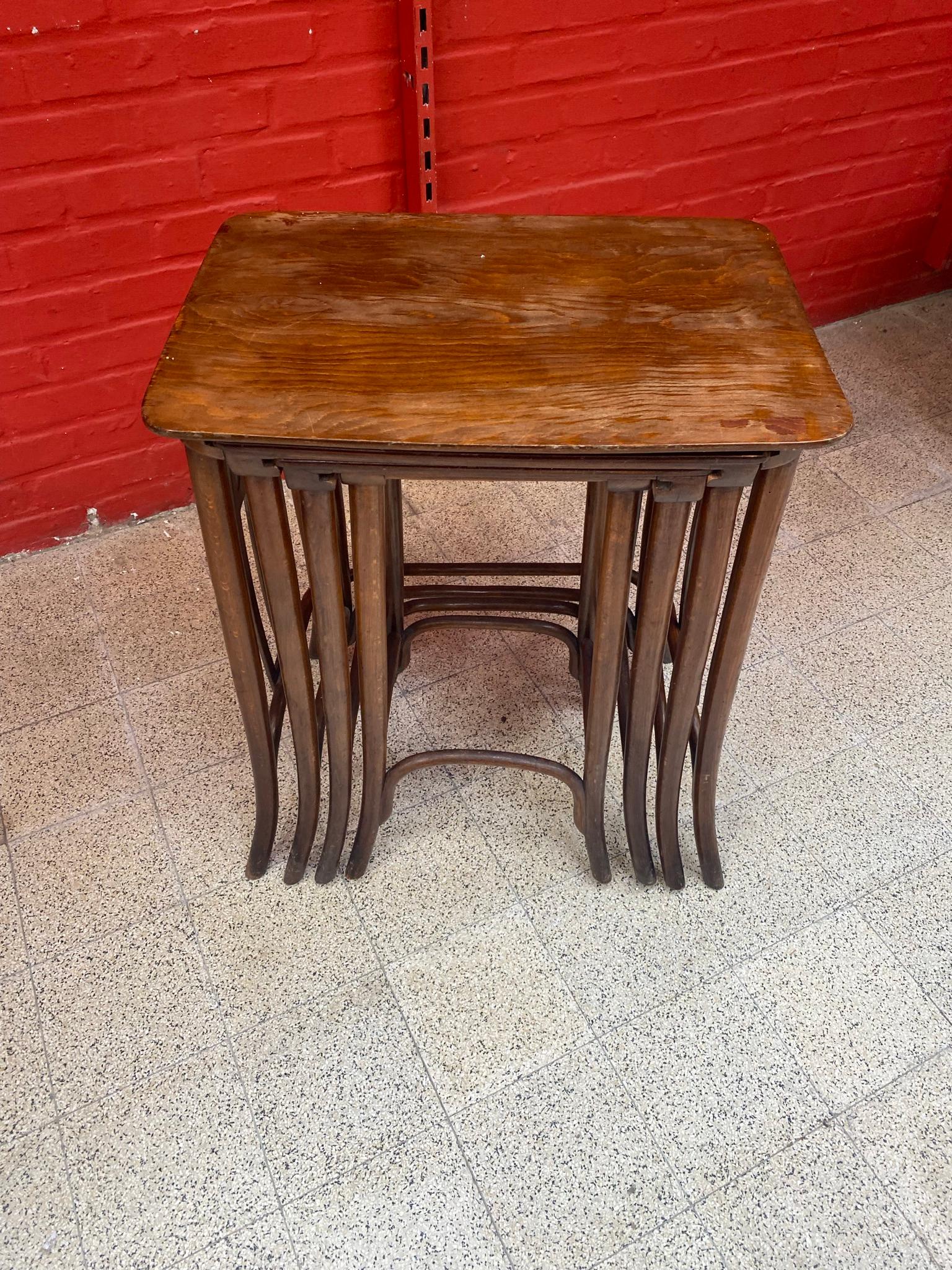 Austrian Kohn, 4 Viennese Secession Nesting Tables, circa 1900