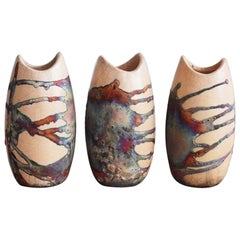 Vaso in ceramica Raku Koi 3 Pack, mezzo rame opaco, decorazione per la casa in ceramica fatta a mano