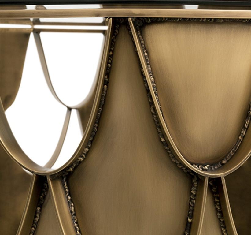 Contemporary Koi Modern Center Table in Brass by BRABBU For Sale