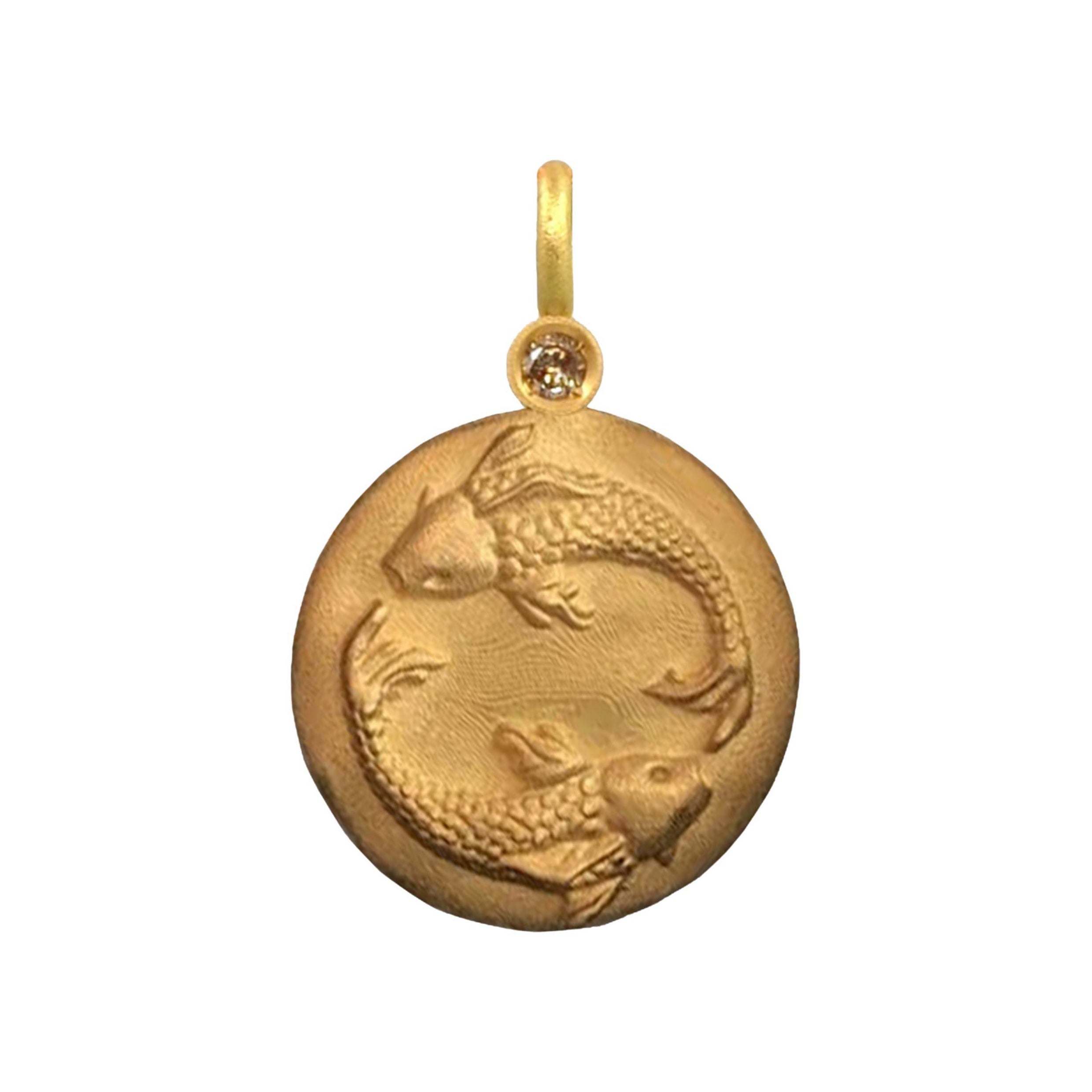 'Koi Fish II' 18K Gold Pendant For Sale