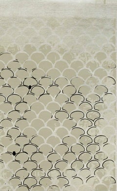 Koi Hand-Tufted Tencel Rug in Sand with Scale Pattern