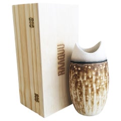 Koi Raku Pottery Vase with Gift Box - Obvara - Handmade Ceramic