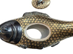 Koi Tea Pot Black and Gold Painted