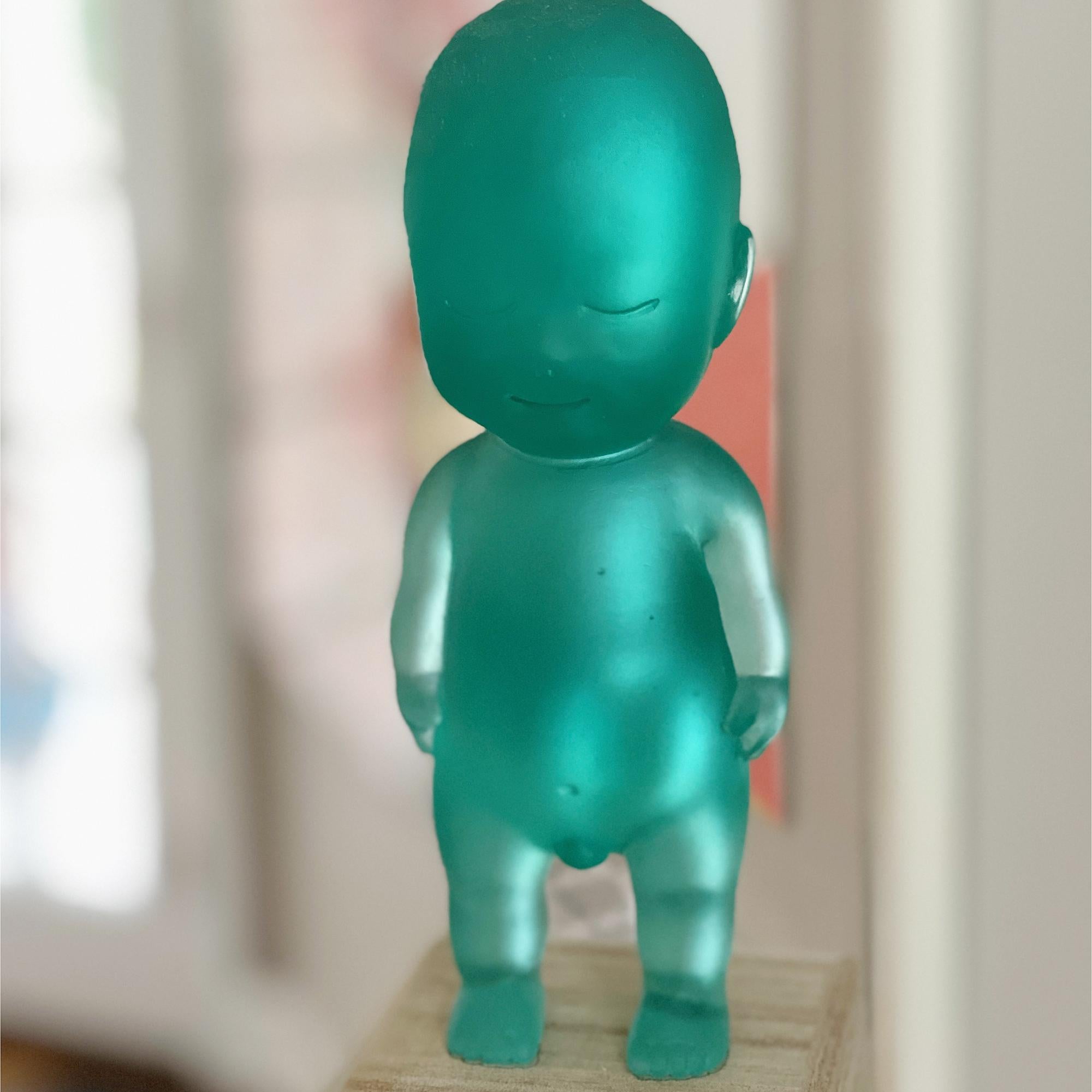 'Jade Baby' Cast Glass, Wood - Contemporary Sculpture by Koichi Matsufuji