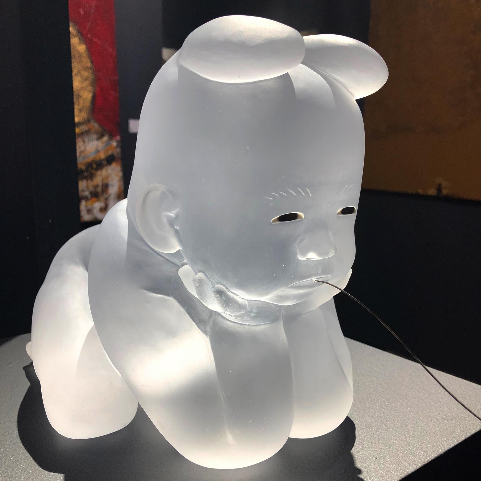 'Seated Baby' Cast Glass Figurative Sculpture 2
