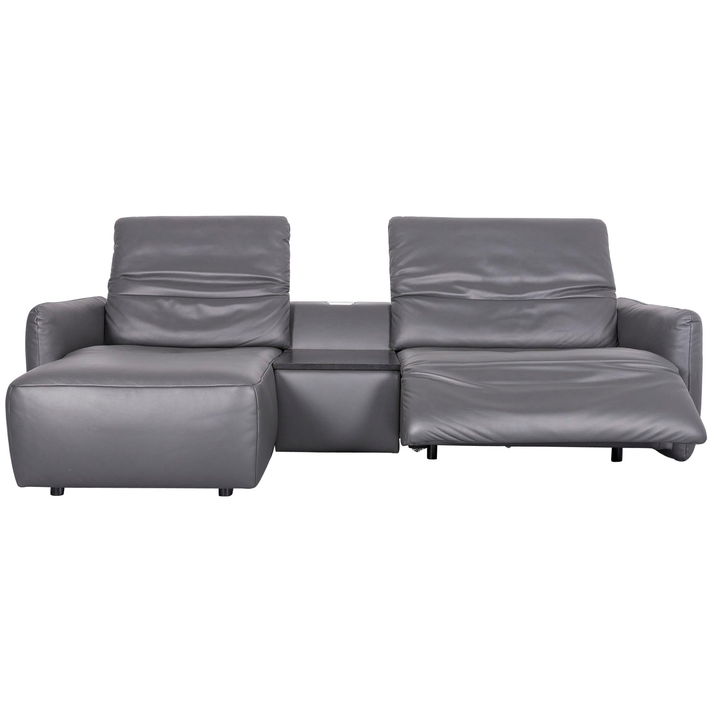 Koinor Alexa Designer Leather Sofa Grey Two-Seat Couch Recliner For Sale