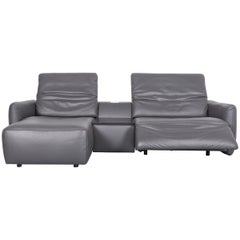 Koinor Alexa Designer Leather Sofa Grey Two-Seat Couch Recliner